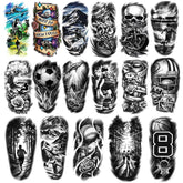 Tatouages sport Metuu pack 77 feuilles noirs pour un look dynamique temporaire