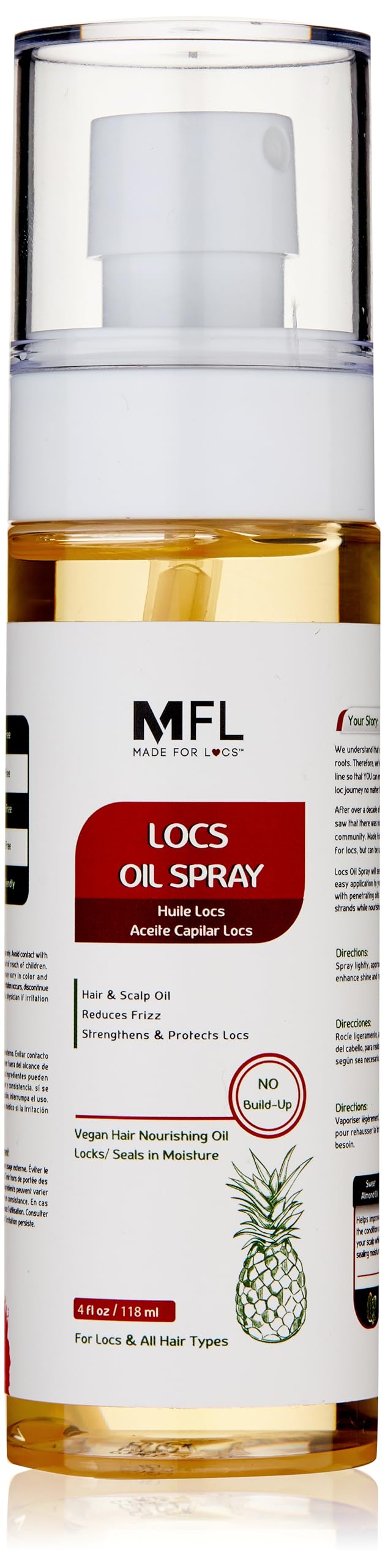 MFL Made For Locs huile végane en bouteille, pulvérisation légère pour nourrir les locs.