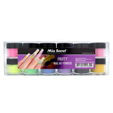 Mia Secret Fruity Collection poudre acrylique pour ongles, ensemble de 12 teintes.