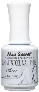 Mia Secret Gelux dans sa bouteille, couleur blanche prête pour une manucure durable