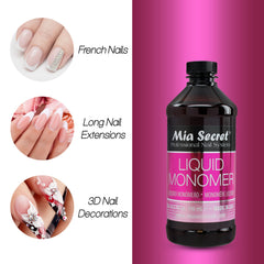 Mia Secret Liquid Monomer: versement contrôlé pour une consistance homogène pendant l’application.