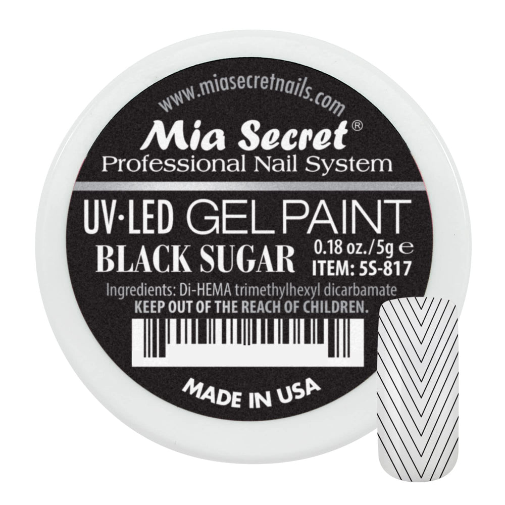 Mia Secret Peinture Gel Art Noir Sucre sur bouteille pour dessins précis.