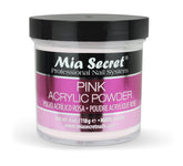 Mia Secret pink acrylic powder 4oz container — smooth texture and true color for easy matching.