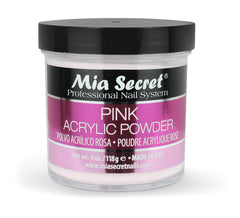 Mia Secret pink acrylic powder 4oz container — smooth texture and true color for easy matching.