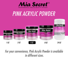 Mia Secret pink acrylic powder swatch — vibrant color payoff and consistent finish.