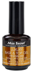 Mia Secret Luxury Base and Top Coat bottle front for salon shine.