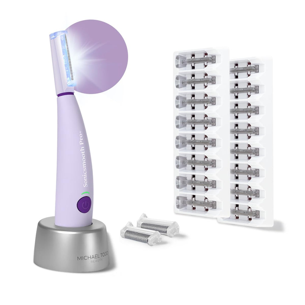 MICHAEL TODD Sonicsmooth Pro+ en action sur le visage, peau plus lisse.