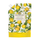 Refill Michel Design Works Lemon Basil – emballage réutilisable et mousse douce.