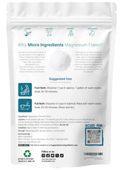 Flocons Micro Ingredients magnésium, dissolution dans eau chaude, bain apaisant