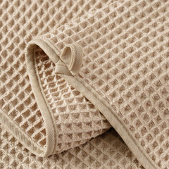 MICROFI serviettes visage gaufre beige, usage après bain ou gym.