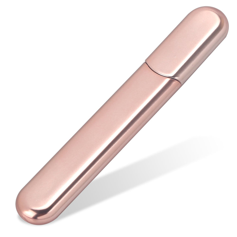 MiDenso lime à ongles en verre avec étui rose-or, brillance durable.