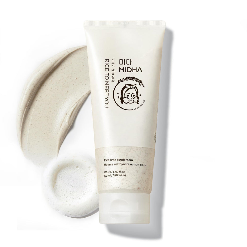 MIDHA mousse-visage légère et nettoyante à base de son de riz.