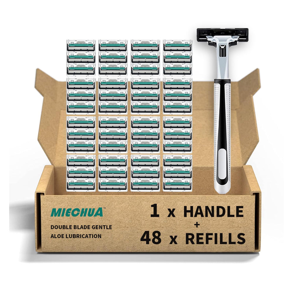 Rasoir miechua pour homme avec poignee et 48 têtes remplaçables pour rasage pratique.