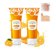 Gel exfoliant orange Miehoous pour visage et corps, texture rafraîchissante et nettoyage en profondeur.