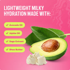 Le lait avocat Mielle Organics nourrit et démêle en douceur les cheveux.