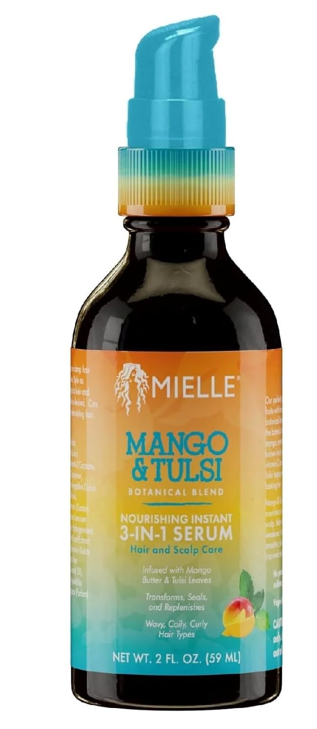 Sérum Mielle Organics Mango & Tulsi — bouteille compacte apportant brillance et hydratation