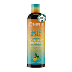 Shampoing Mango et Tulsi de Mielle, bouteille visible, hydratation douce pour boucles.