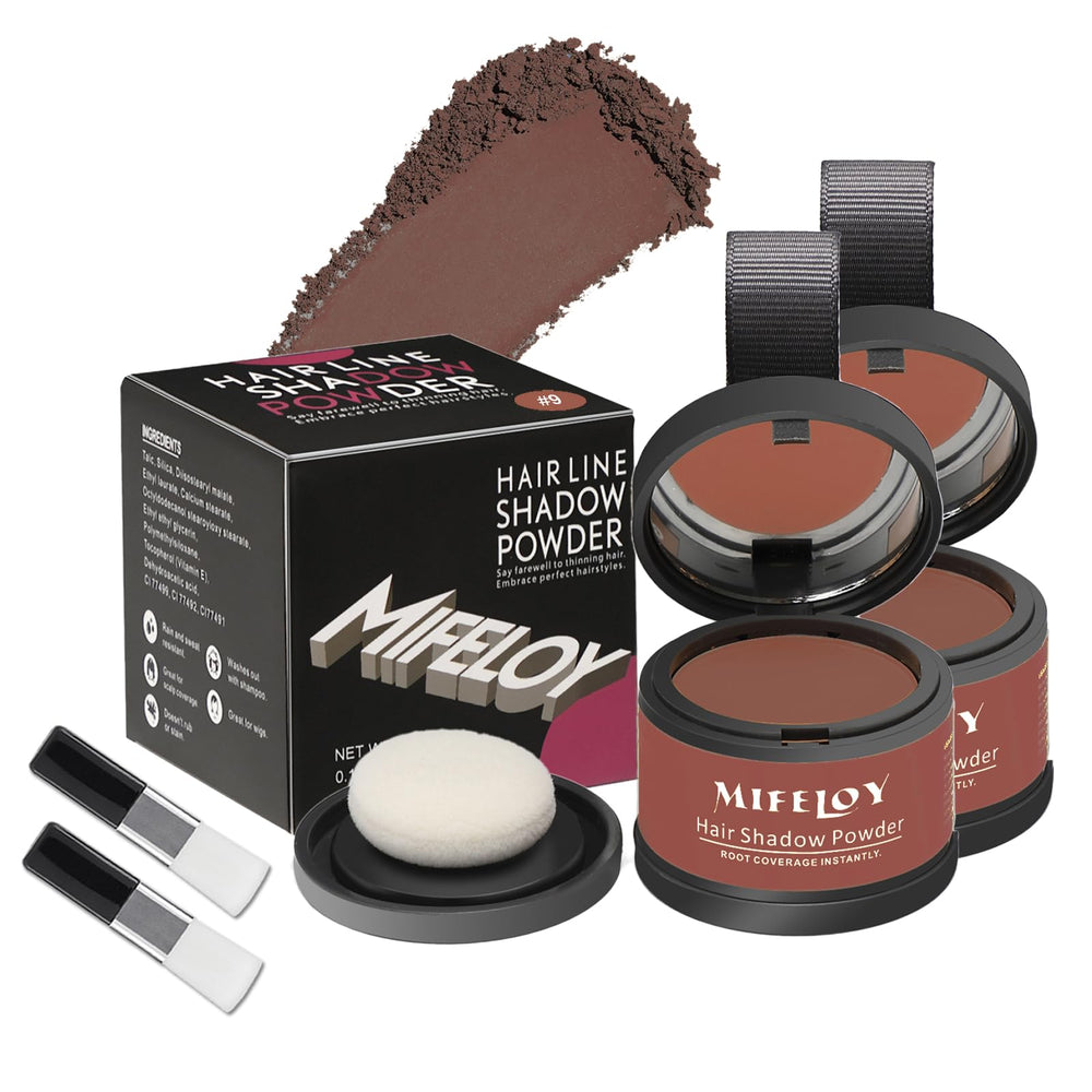 Poudre ombre racine Mifeloy en teinte roux auburn couvre les racines.