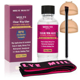 Colle pour perruque MIILYE BEAUTY, bouteille claire, fixation durable sur dentelle.