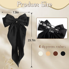 Noeud cheveux satin beige Mikoniko, accessoire polyvalent pour journées et occasions.