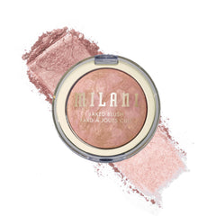 Milani Baked Blush Berry Amore powder creating buildable rosy color on the cheeks