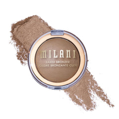Milani Baked Bronzer close-up swatch showing 12-hour glow