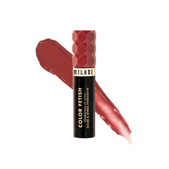 Milani Color Fetish Lip Stain 130 Rose Rising, application précise au centre des lèvres.