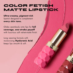 Milani Color Fetish Matte Lipstick Poppy application sur les lèvres pour un fini net