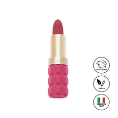 Milani Color Fetish Matte Lipstick Petale échantillon teinte sur peau, couleur polyvalente.