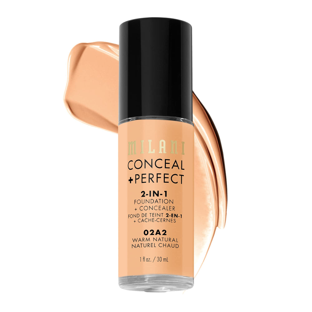 Milani Conceal + Perfect en bouteille: texture lisse pour peau uniforme.