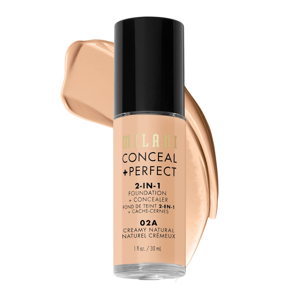Milani Conceal Perfect flacon et teinte assortie pour un teint homogène.