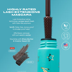 Milani Tubing Mascara – longueur et élévation visibles sur les cils.