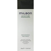 Milbon conditionneur traitant hydratant, flacon visible, revitalise cheveux secs et abîmés.