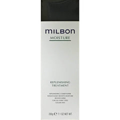Milbon conditionneur traitant hydratant, flacon visible, revitalise cheveux secs et abîmés.