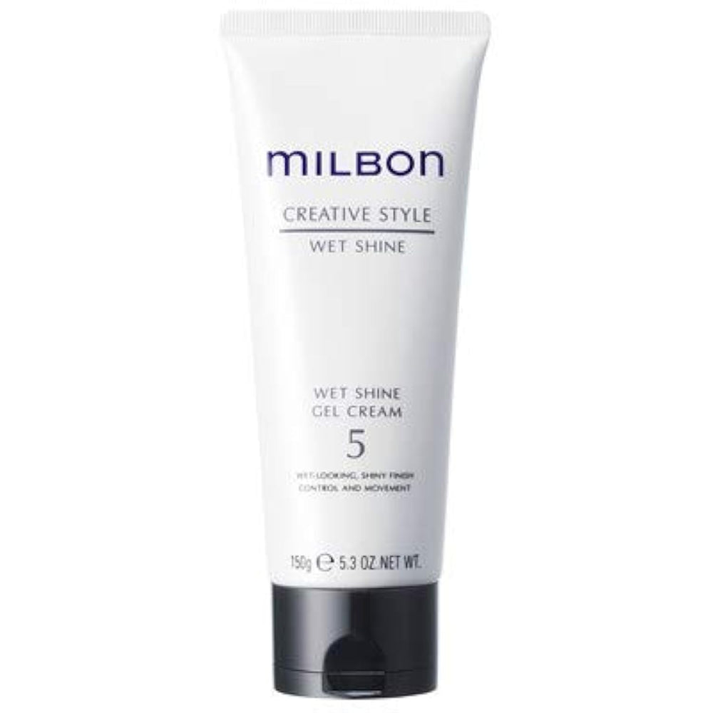 Bouteille Milbon Creative Style Wet Shine Gel Crème, brillance élevée et tenue modulable pour cheveux.