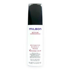Milbon Repair Restorative Blowout Primer en bouteille protège la chaleur et facilite le brushing.