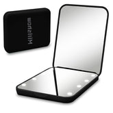 Milishow miroir poche 1x 8 DEL: éclairage pratique pour un maquillage précis.