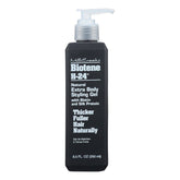 Flacon du gel coiffant Biotene H-24 de Mill Creek offrant contrôle et brillance.