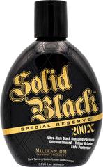 Millennium Tanning Solid Black 200X : bouteille démontrant un bronzage intense et durable.
