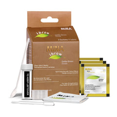 MinaiBrow teinte doré-brun sur packaging, couleur naturelle prête à être appliquée