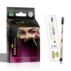 MinaiBrow kit poudre teintante brun moyen pour sourcils, rendu naturel