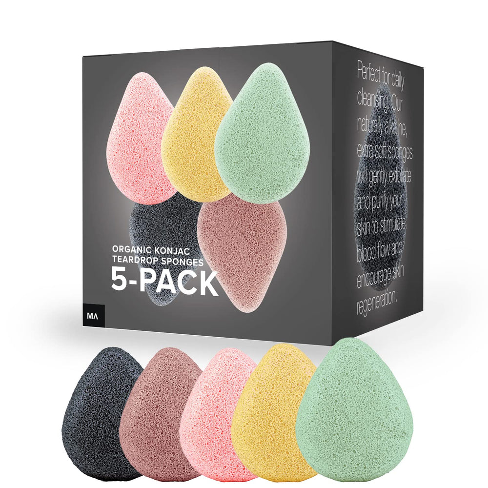 MINAMUL éponge Konjac - goutte charbon actif : nettoyage en douceur et purification des pores.