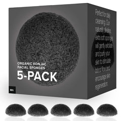 MINAMUL Éponge Konjac Charbon Bambou – visage ensemble, exfoliation douce pour peau nette.
