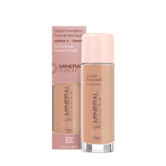 Mineral Fusion Full Coverage Foundation Warm 4 bottle for radiant, even skin tone.