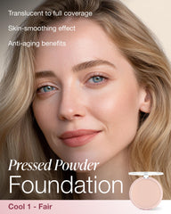Mineral Fusion Poudre Pressée application au pinceau pour un teint uniforme.