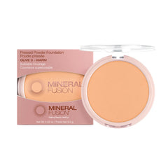 Mineral Fusion Poudre Pressée Olive 3, application légère et naturelle.