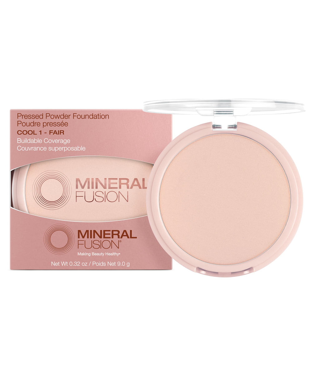 Poudre pressée Mineral Fusion, teinte fair, fini mat pour un teint homogène.