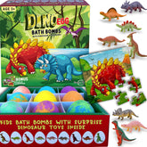 Mineral Me California dino-egg-bath-bomb with toy inside sparks imaginative bath play.