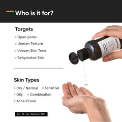 Application sur la peau avec le tonique Minimalist PHA, sensation rafraîchissante et équilibrante.