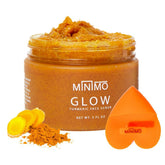 Minimo Glow Curcuma gommage-visage avec applicateur cœur pour une application précise.